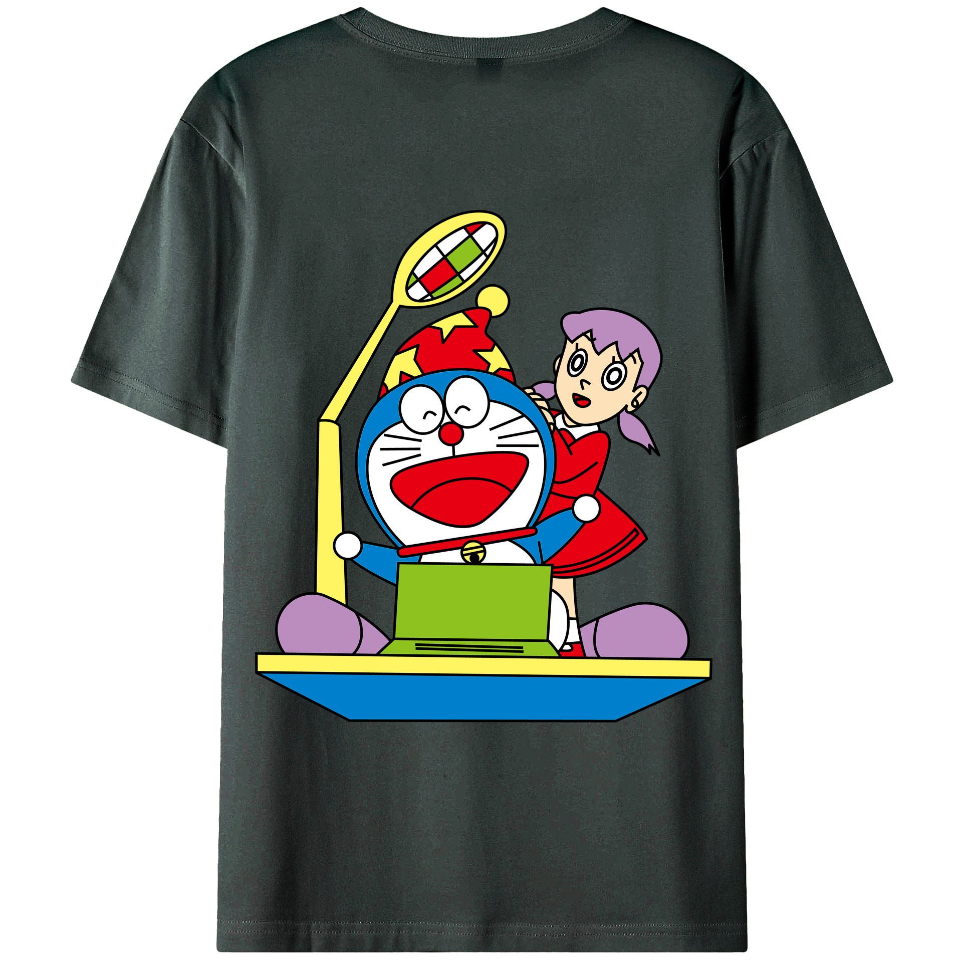 （画像用） ドラえもん みなもと しずか Doraemon Shizuka Minamoto 綿100％ メンズ半袖Tシャツ（バックプリント） 通気性